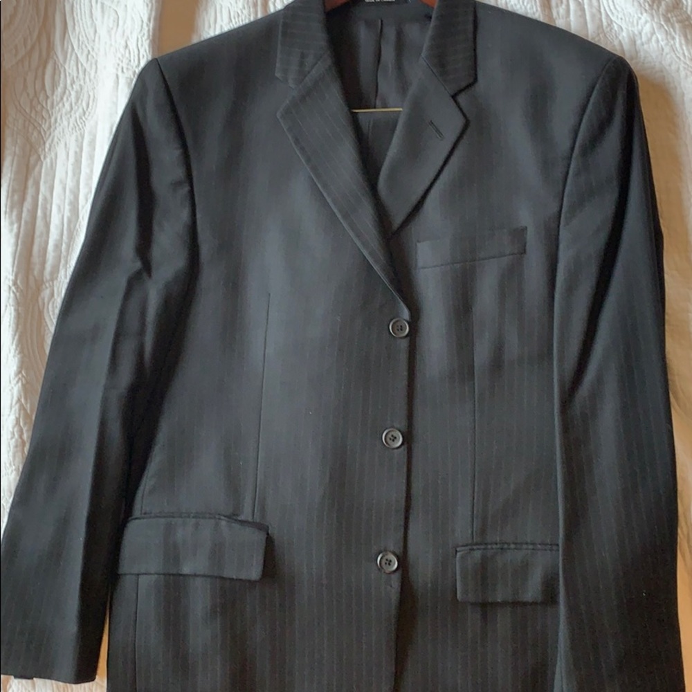 Black pinstripe suit and pants